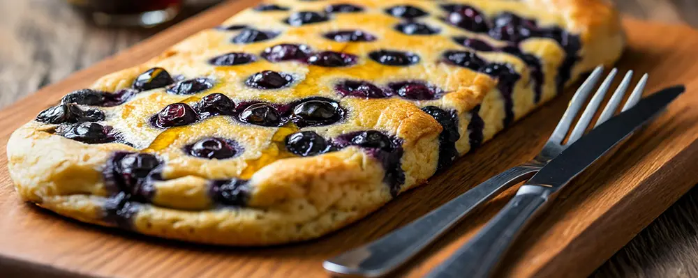 Healthy blueberry pancake bake