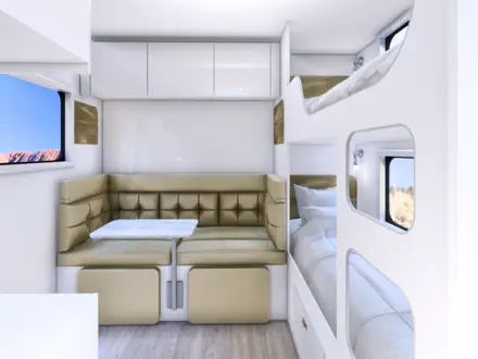 2 Bunks on doorside with kids lounge