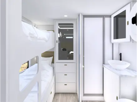 2 Bunks on roadside and ensuite on doorside